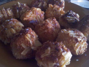 Mac-n-Cheese Balls with bacon–rolled around in Ruffles chips and fried!!