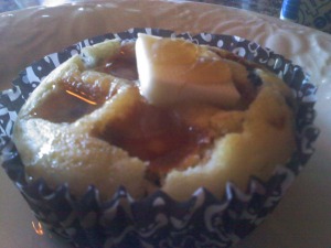 ~Belgian Waffle Cupcake~ topped with butter and maple syurp!