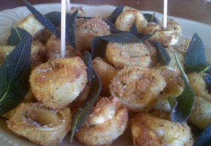 ~Fried 3 Cheese Tortellini with 'frizzled' Sage!