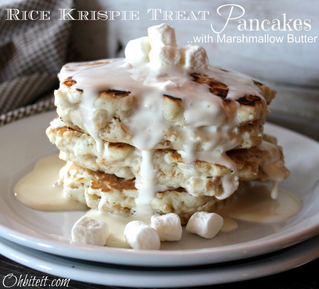 Rice Krispie Treat Pancakes…with Marshmallow Butter! | Oh Bite It