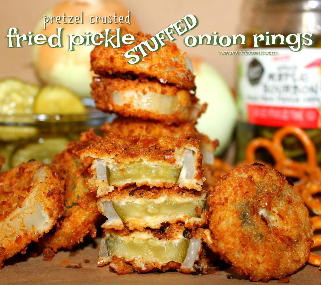 ~Pretzel Crusted FRIED PICKLE STUFFED ONION RINGS!